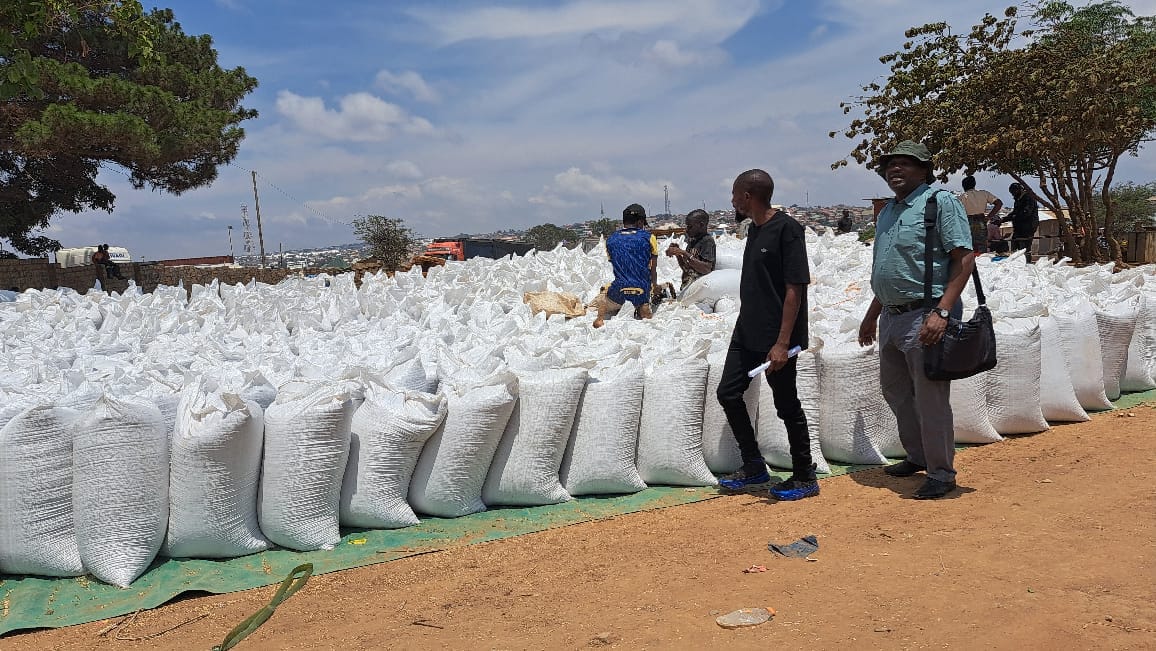 Bags of Grain at the Nakonde Market Loading Zone | Enhancing Trade Capacity at the Tanzania-Zambia Border