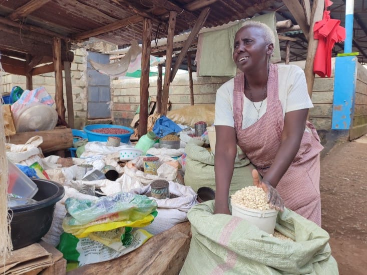 Ms. Magdaline Makokha sorting grain at her cereals shop | Women Traders | AGMARK