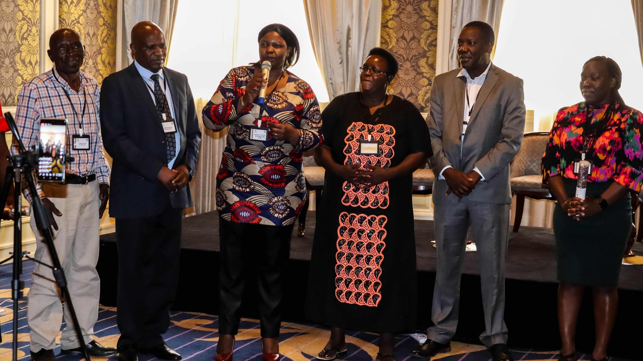 Chief guest, Pamela Awuor (State Dept of Trade), making her remarks before launching the project